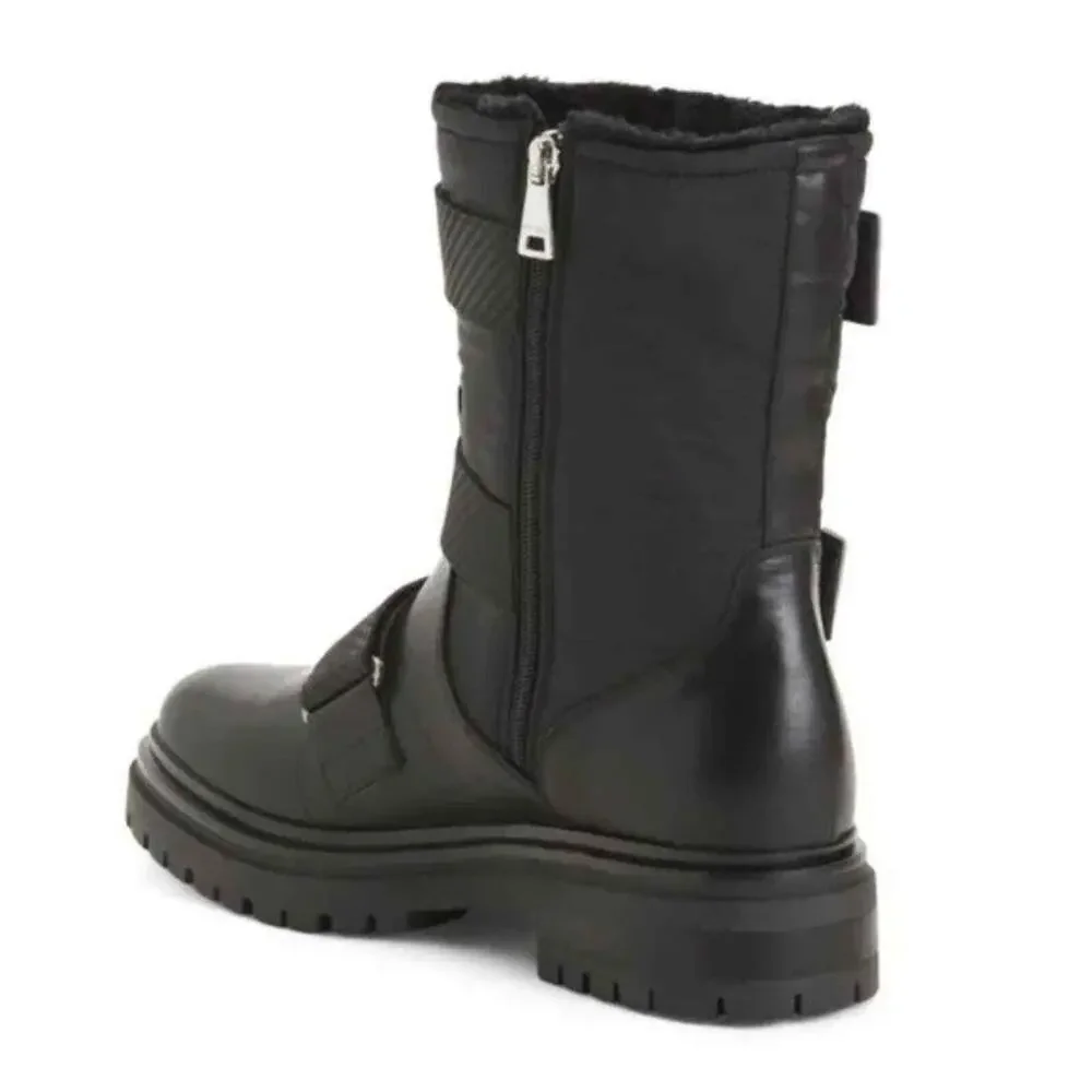 MAeLo Italian Leather fur lined lug sole grunge biker moto Boots size Eu 41